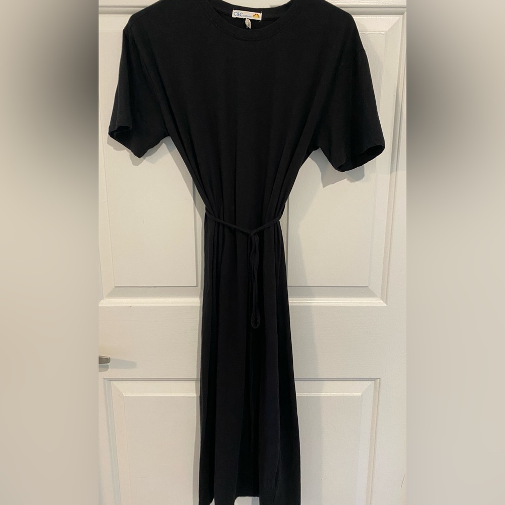 C&C California Classic Black T-Shirt Dress w/tie belt Size medium